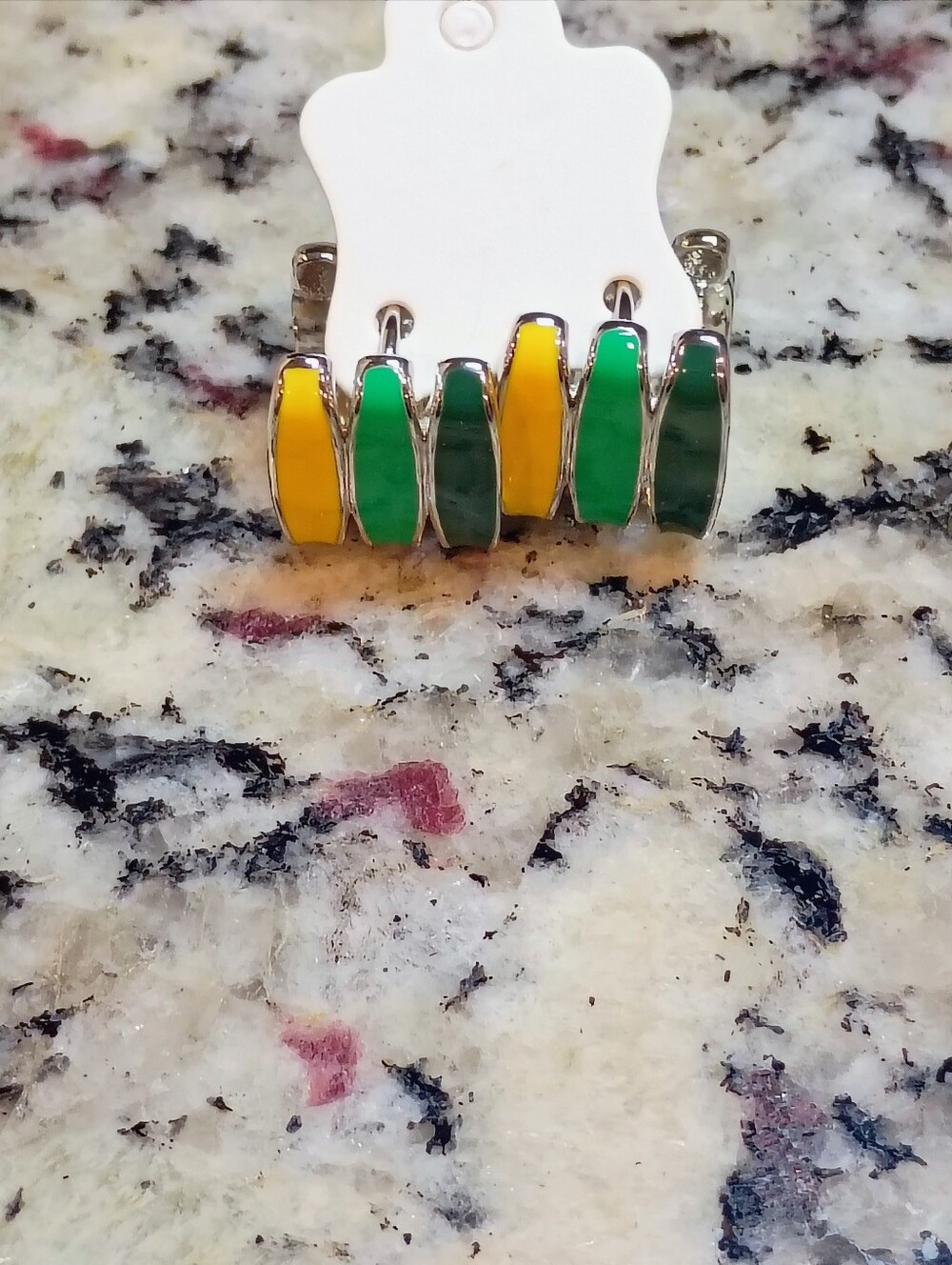 New Yellow and Green Enamel Hoop Earrings - Women Jewelry